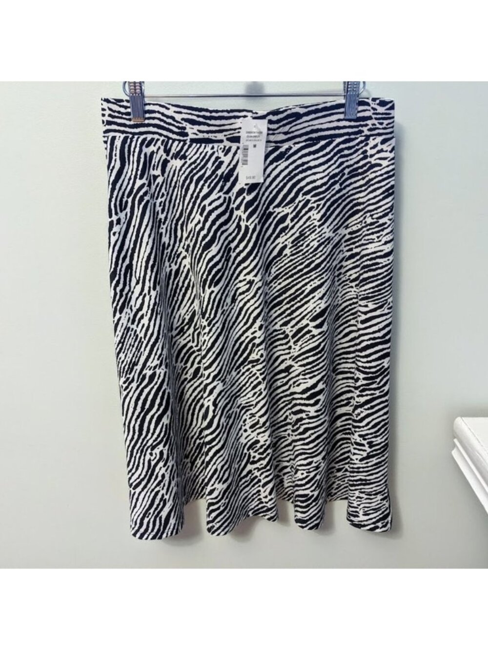 Ricki's Zebra Print Midi Skirt Womens Medium M Black White Animal Flared Line